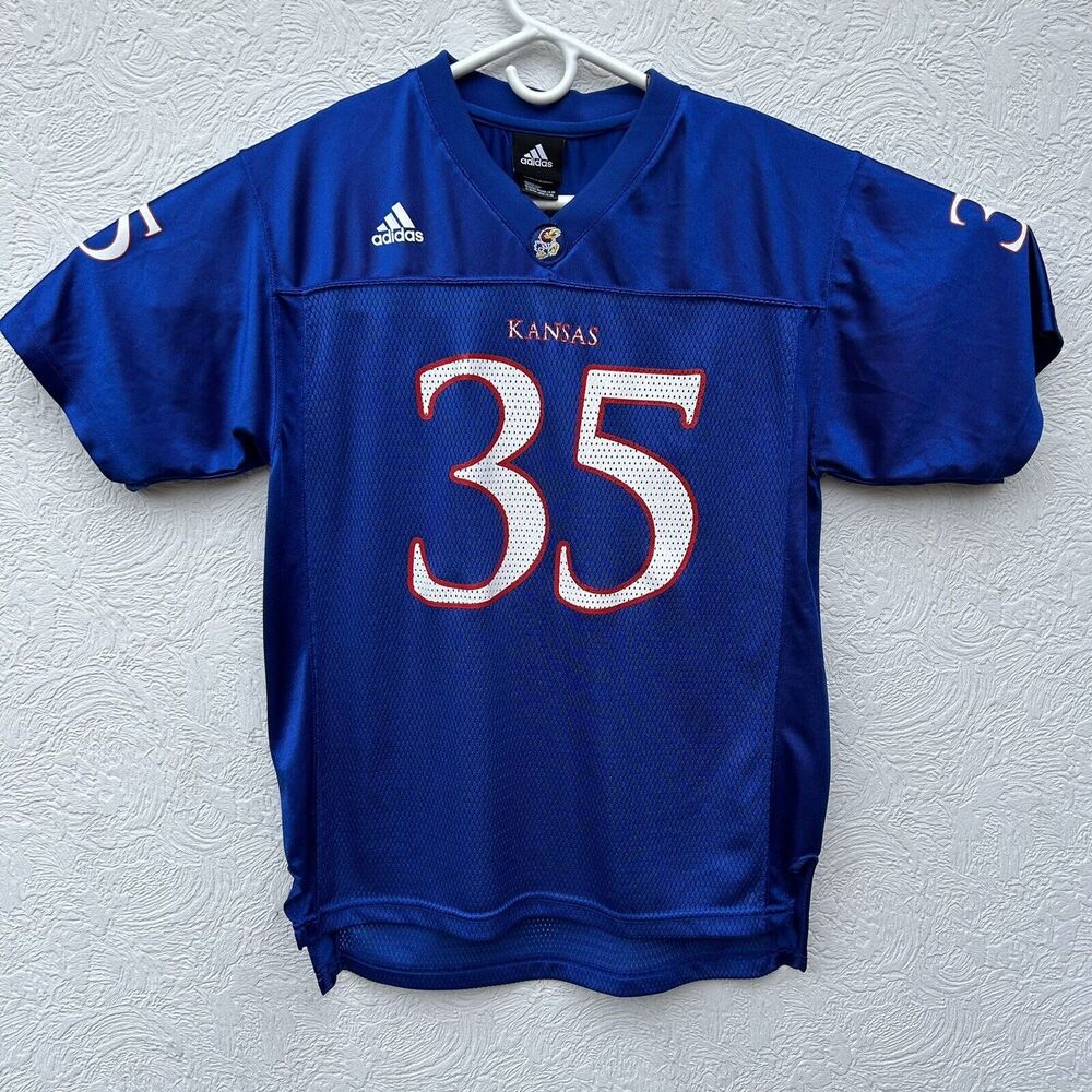 Adidas Kansas Jayhawks Football Jersey Youth XL 18-20 Blue NCAA Boys #35